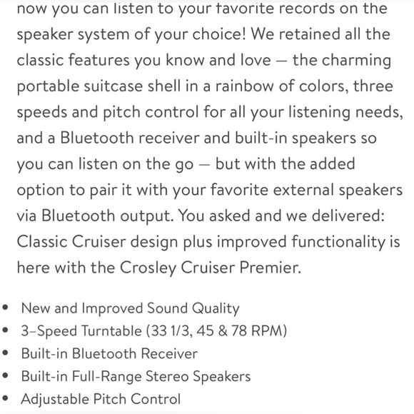 New Open Box Crosley Model:CR8005G-BK S/N:690751223 Travel TurnTable . - Picture 5 of 16